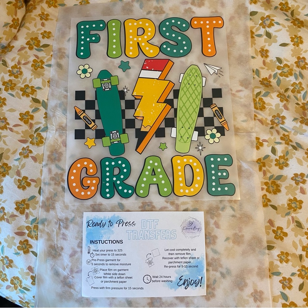 First Grade Kids DTF Transfer Sheet - Multicolor